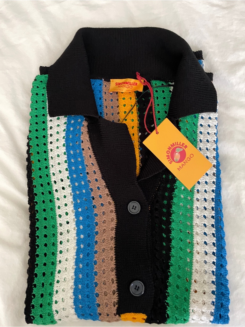 Mango x Simon Miller Multicolor Crochet-Striped Women's Top Coverup